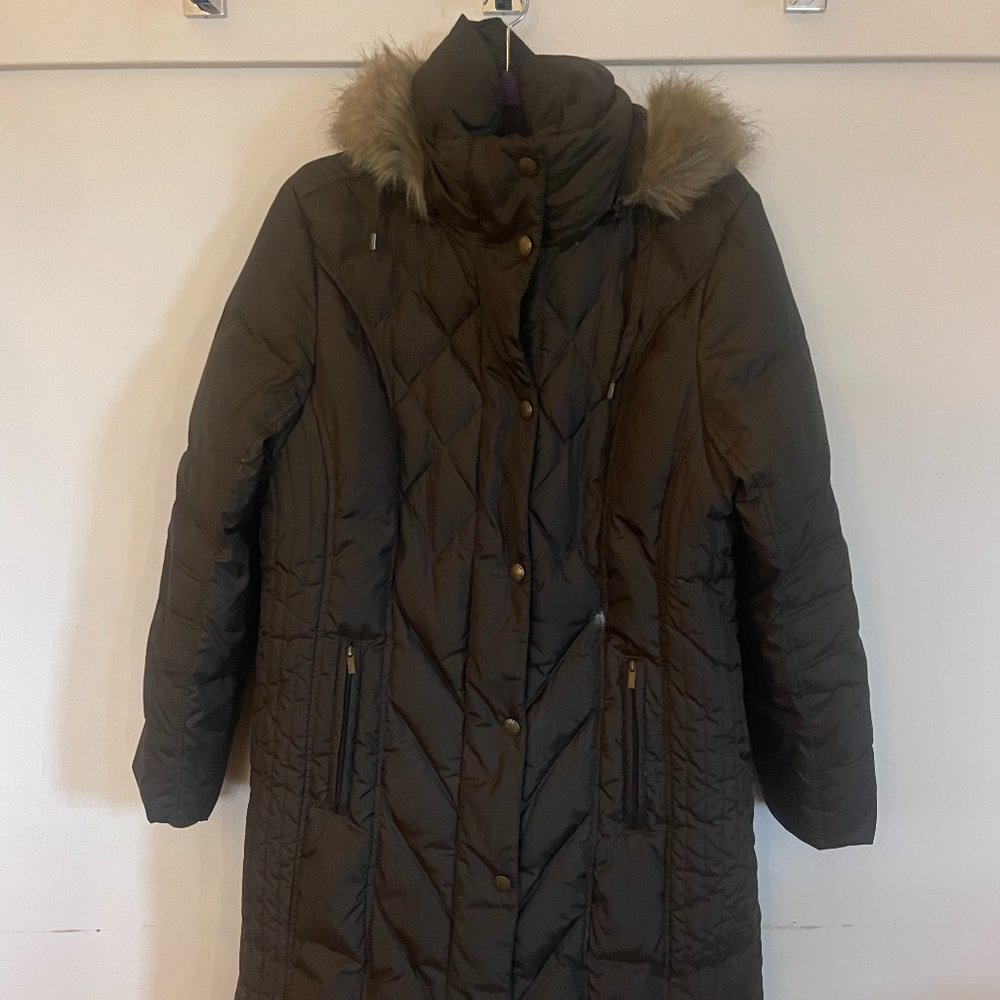 London Fog dark green down winter coat.